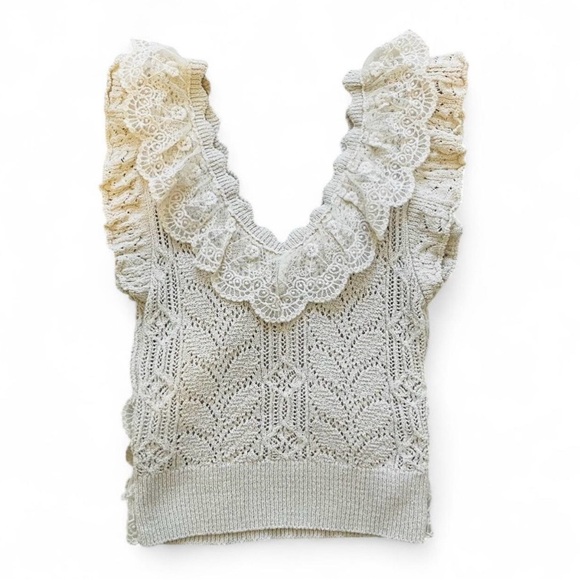 Lace Ruffle Top - Cream - Picture 2 of 2